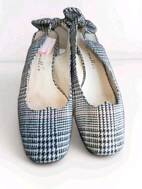 bettye muller Black & White Houndstooth Bow-Trim Flats